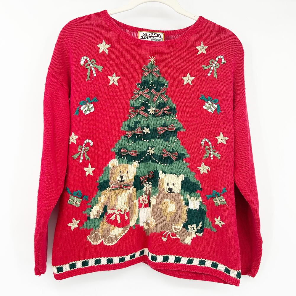 Heirloom Collectibles Women VTG Bear Grandmacore Ugly Christmas Sweater 12/14